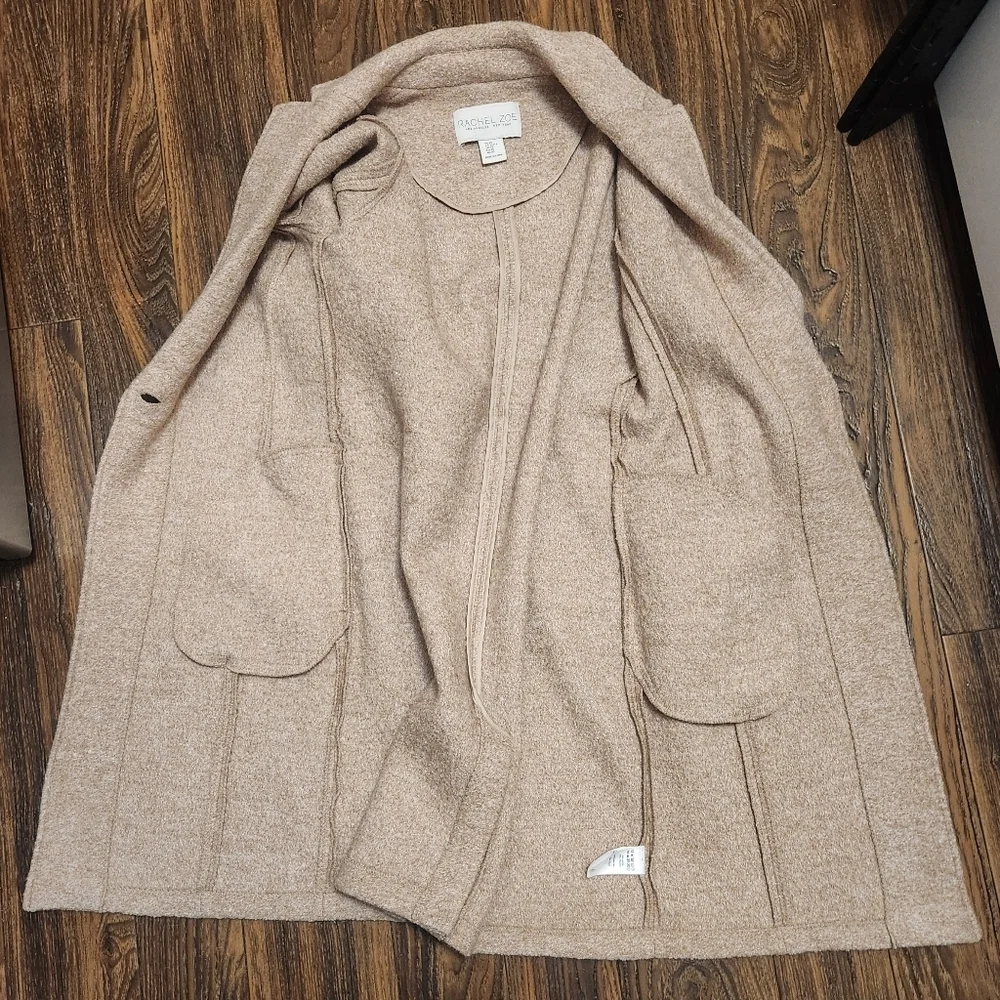 Rachel Zoe Beige Wool Blend Tan Long Coat SZ XS EUC - Picture 2 of 14